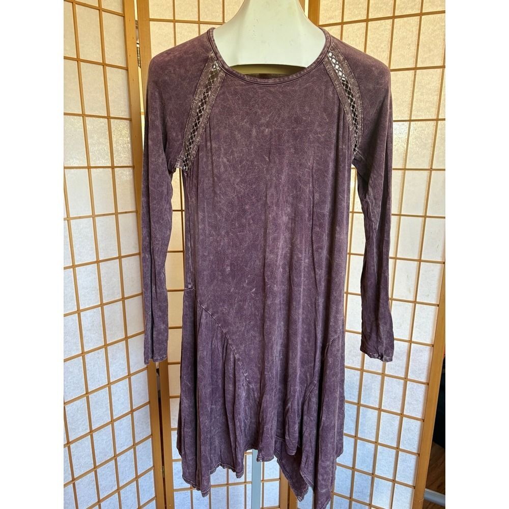 Tea n Rose Boutique Distressed Cowgirl Purple Dress
